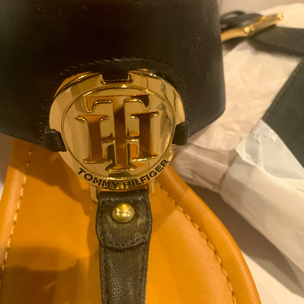 Tommy Hilfiger black wedges. Size 9